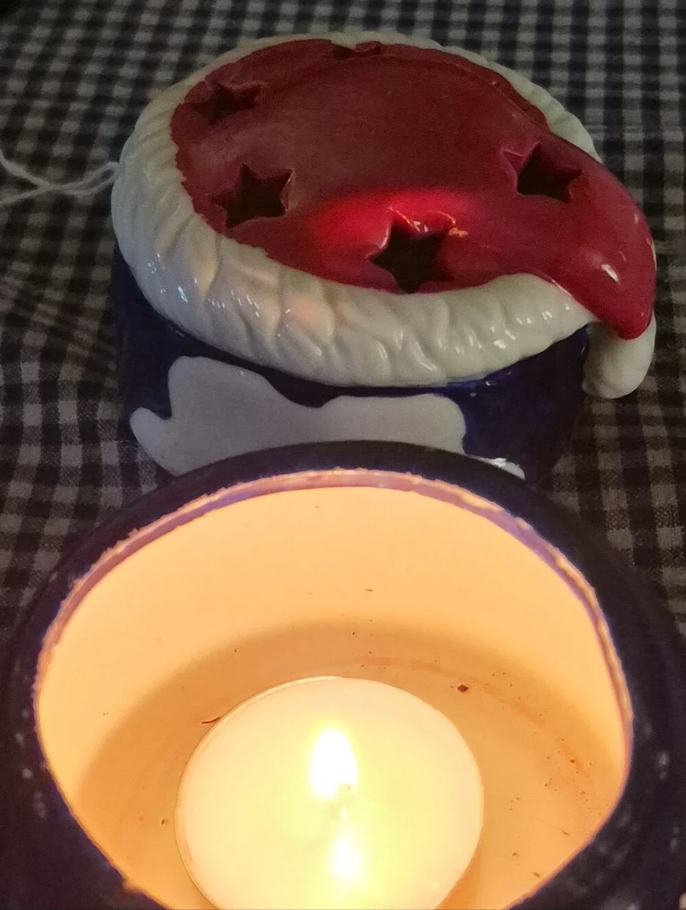 Ceramic Penguin Night Light with Red Star Hat